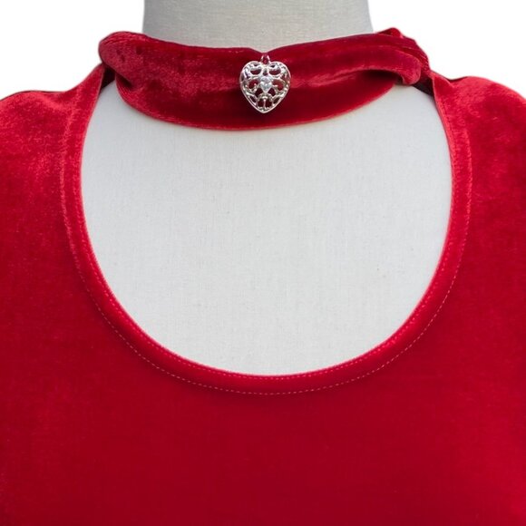 Vintage Velvet Maxi Dress Red Fairy Indie Grunge Whimsigoth Coquette 90s-8 - Picture 3 of 13